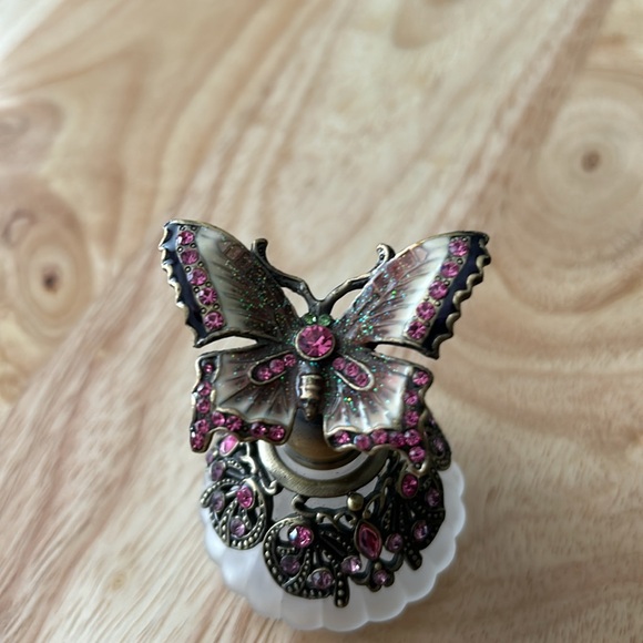 Glass Gemmed Butterfly Perfume Bottle - Picture 3 of 10